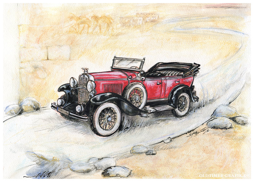 Chevrolet Independence Phaeton Convertible, Baujahr 1931, Illustration von Sylvia Steinhoff geb. Benub