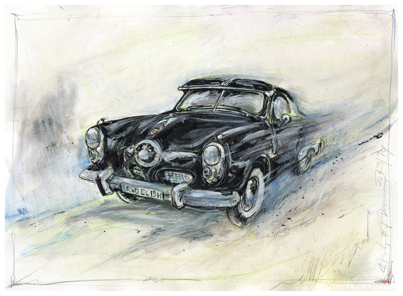 Studebaker Commander Bullet Nose, Baujahr 1950, Illustration von Sylvia Steinhoff geb. Benub