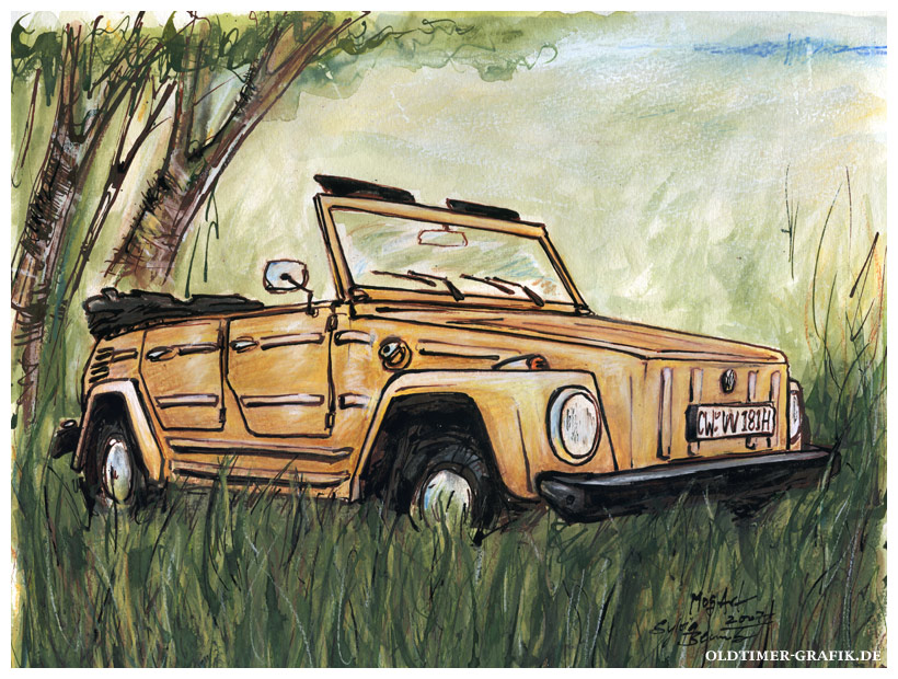 VW Typ 181, Baujahr 1974, Illustration von Sylvia Steinhoff geb. Benub