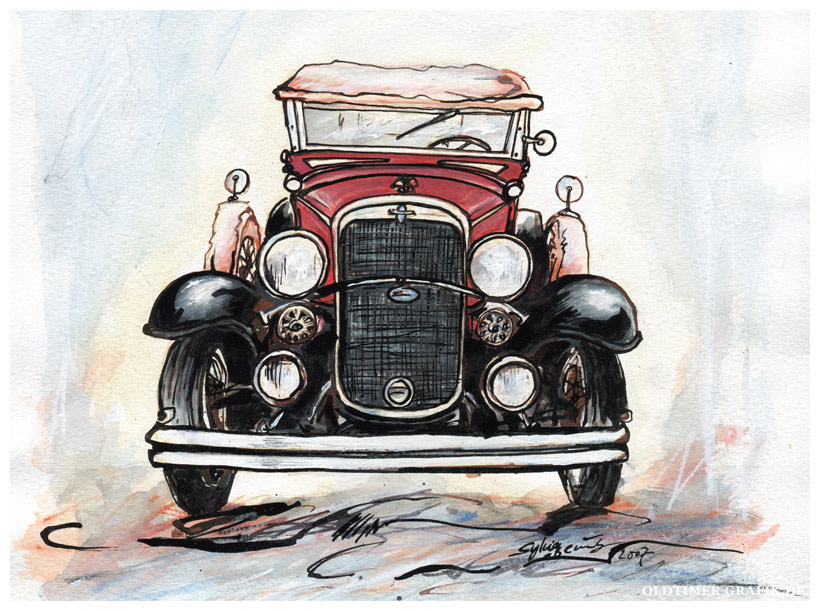 Chevrolet Independence Roadster, Baujahr 1931, Illustration von Sylvia Steinhoff geb. Benub