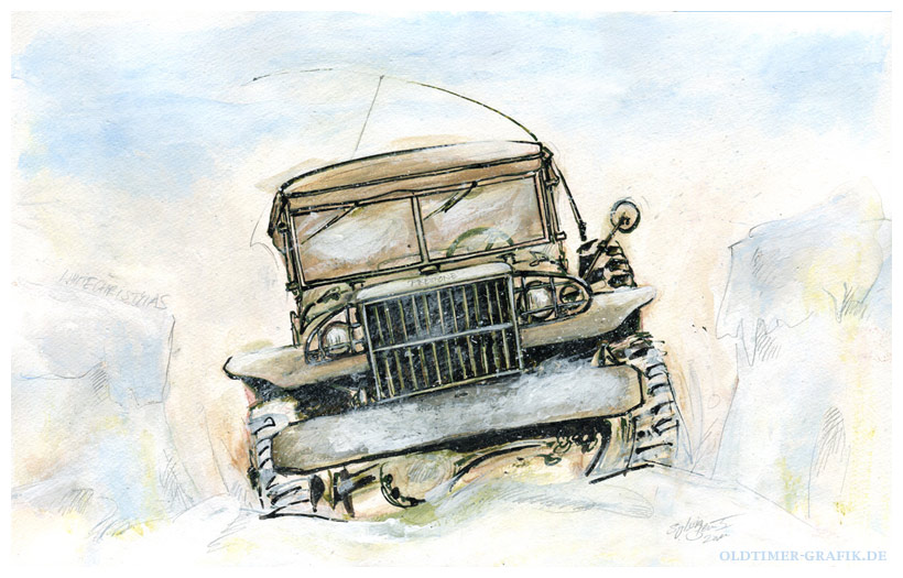 Dodge Command Car Reconnaissance WC58, Baujahr 1942, Illustration von Sylvia Steinhoff geb. Benub